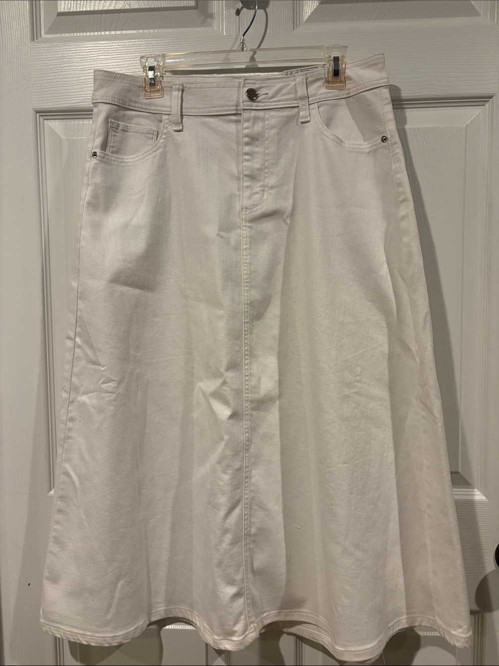 Sonoma White Denim Skirt with Button Detail